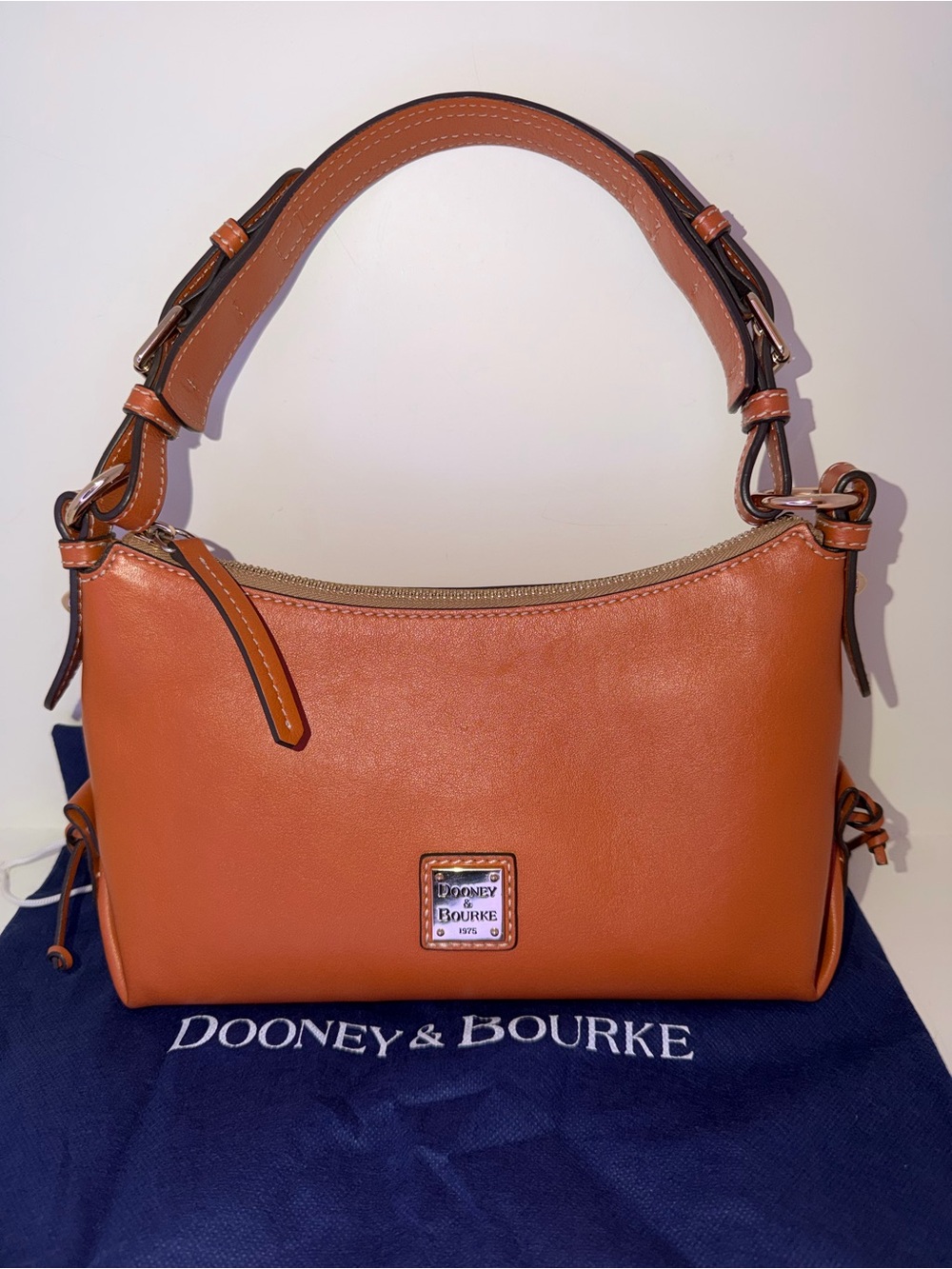 Dooney & Bourke Penrose Hobo 25 Italian Leather Cognac Shoulder Bag